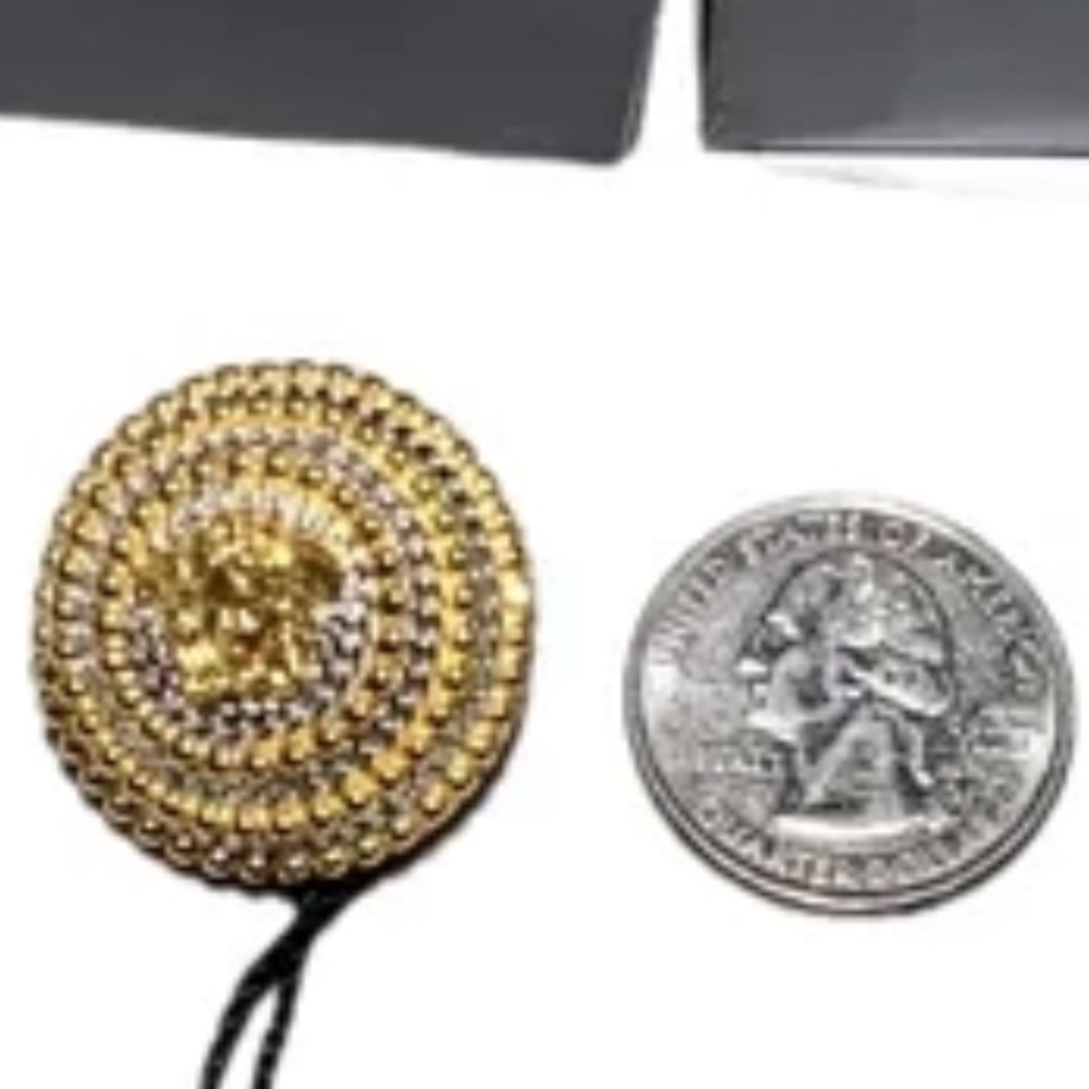 Versace Earrings gold Medusa button earrings silver and gold tone stud earrings - Picture 8 of 17